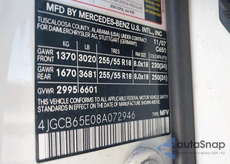 2008 Mercedes-Benz R 350 4Matic из США, поврежденный, VIN 4JGCB65E08A072946